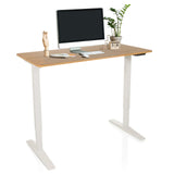 Bureau réglable en hauteur électriquement STAND BASIC en blanc et chêne avec accessoires de hjh OFFICE