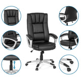 Siège de bureau à domicile RELAX CL150 noir avec vues détaillées du dossier, des accoudoirs et du vérin à gaz de MyBuero