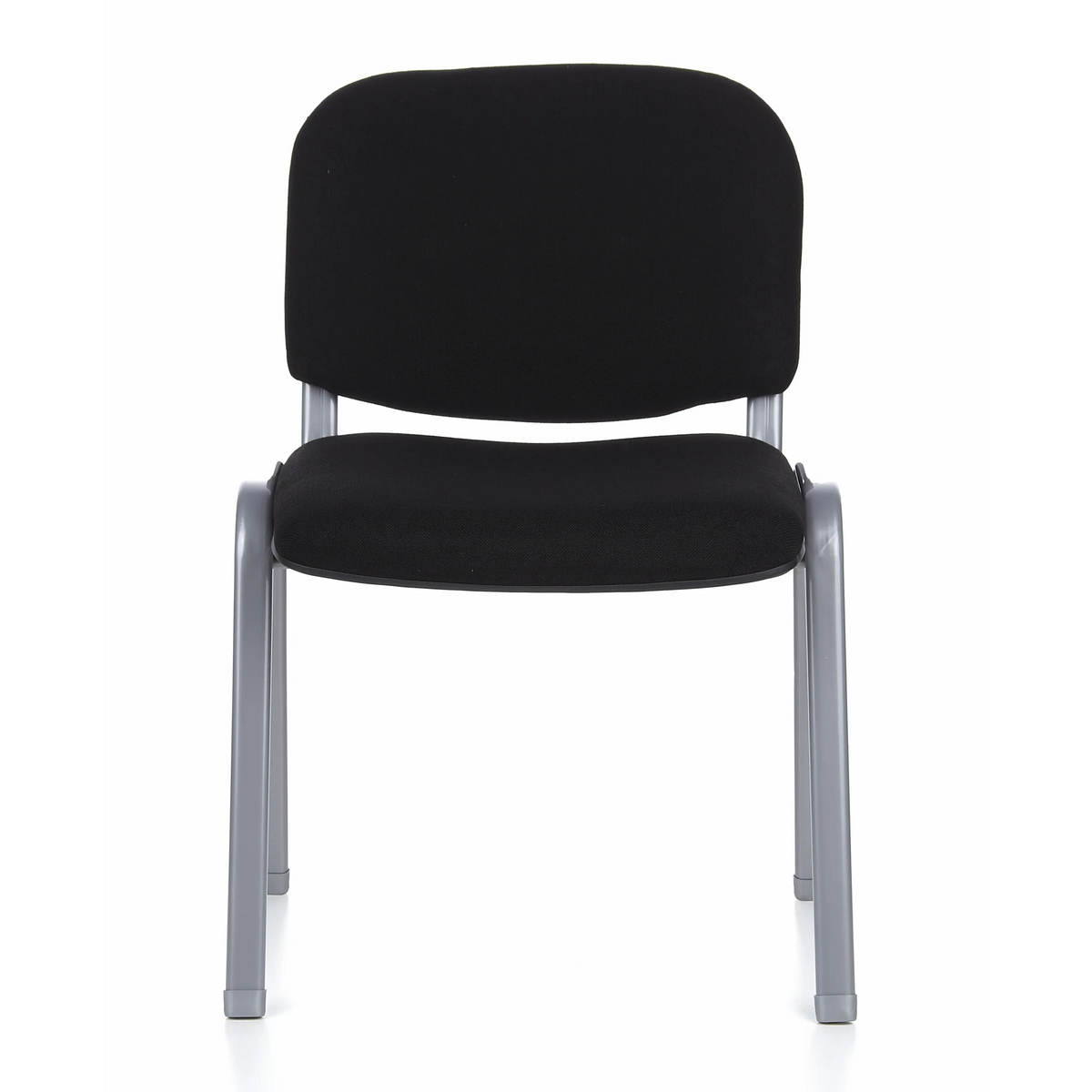 Chaise à quatre pieds XT 600 S noire avec structure argentée de hjh OFFICE – vue à 360° (vue de face 0°)
