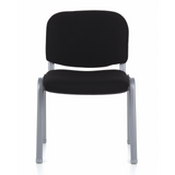 Chaise à quatre pieds XT 600 S noire avec structure argentée de hjh OFFICE – vue à 360° (vue de face 0°)
