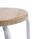 Assise ronde effet chêne avec structure blanche du tabouret ALRANDA de hjh LIVING
