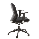 Siège de bureau de qualité professionnelle TRAFFIC 20 noir avec accoudoirs et base à cinq roulettes de hjh OFFICE – vue à 360° (vue de profil 100°)