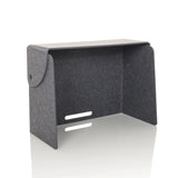 Cloison de table grise FLEXMIUT FOLD avec deux sorties de câbles horizontales de hjh OFFICE – vue à 360° (vue de trois quarts avant 30°)