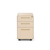 Caisson sur roulettes COLOR PLUS I beige en métal avec trois tiroirs et quatre roulettes de hjh OFFICE – vue à 360° (vue de face 0°)