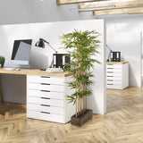Plante artificielle verte BAMBUS I dans un pot en bois foncé pour le bureau de hjh OFFICE