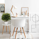 Plante artificielle FICUS II verte dans un pot blanc sur une petite table d'appoint de hjh OFFICE