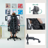 Siège de bureau haut de gamme LiberNovo Omni Gen en gris foncé avec appui-tête réglable et roulettes de Libernovo