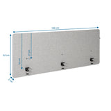 Dessin dimensionnel de la cloison de table FLEXMIUT D 180 de 180 × 62 cm de hjh OFFICE
