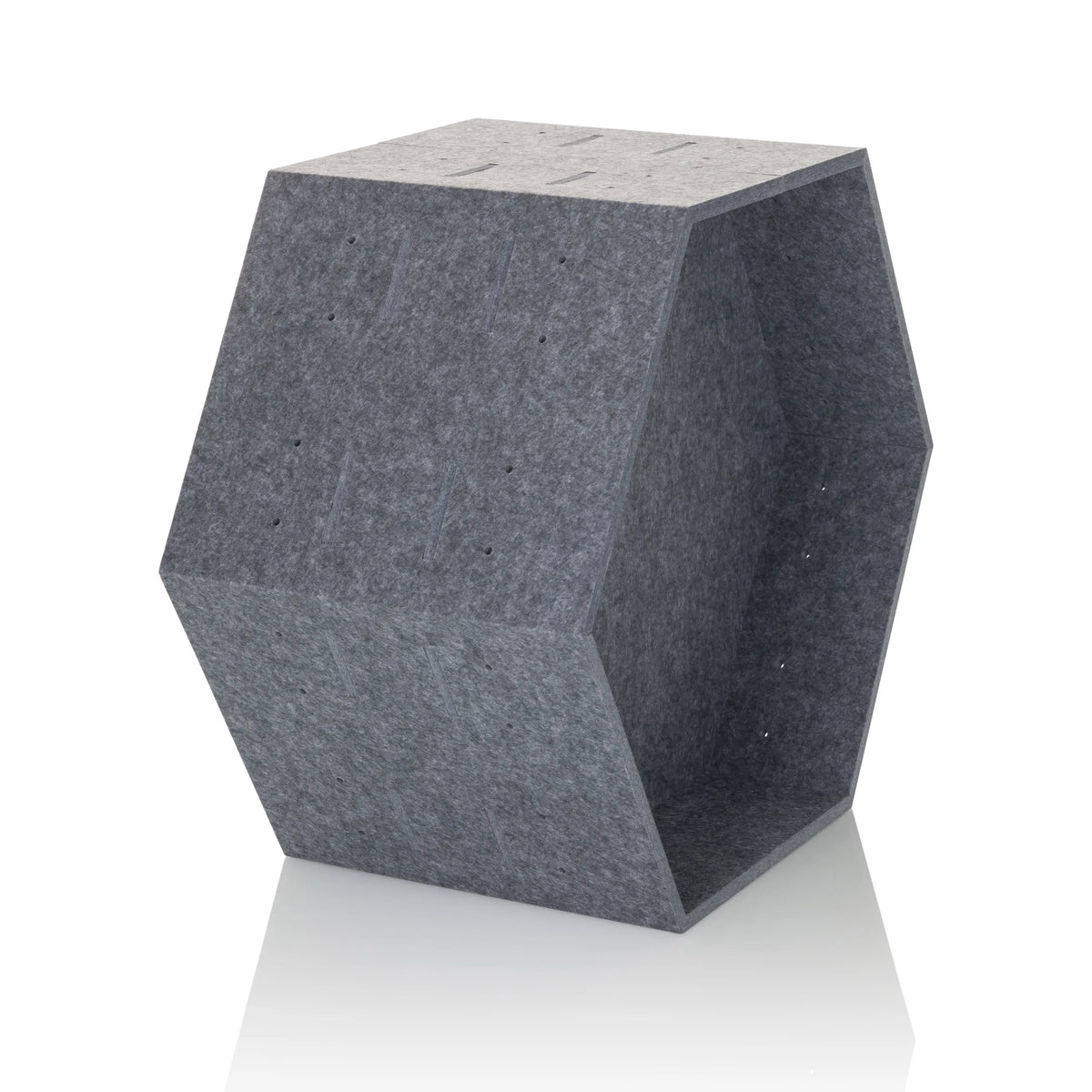 Cloison de séparation FLEXMIUT STORE B hexagonale en feutre gris de hjh OFFICE – vue à 360° (vue de trois quarts avant 60°)