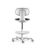 Vue arrière de la Chaise de travail WORK MF2 W en gris foncé avec repose-pieds et roulettes de hjh OFFICE