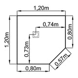 Dessin technique de la plaque trapézoïdale LT12 W de 1,20 x 1,20 m de hjh OFFICE PRO