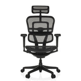 Siège de direction de luxe ERGOHUMAN SIGNATURE GEN2 noir, dossier maille, appui-tête et base 5 roulettes de hjh OFFICE – vue à 360° (vue de face 0°)