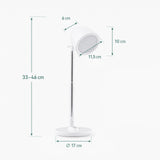 Dessin technique de la lampe de bureau Lumanova D3 avec une hauteur de 33–46 cm et un pied de 17 cm de hjh OFFICE