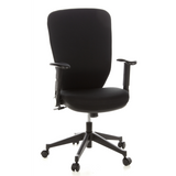 Siège de bureau de qualité professionnelle TRAFFIC 30 noir avec accoudoirs et base à cinq roulettes de hjh OFFICE – vue à 360° (vue de face 20°)