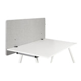 Cloison de table FLEXMIUT D 120 gris clair chiné sur un bureau blanc de hjh OFFICE – vue à 360° (vue de face 0°)