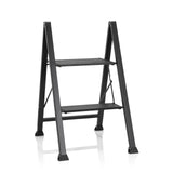 Échelle pliante SOLID W5 noire avec deux marches de hjh OFFICE – vue à 360° (vue de face 20°)