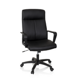 Siège de direction de qualité professionnelle LISSO noir avec accoudoirs et base à cinq roulettes de hjh OFFICE – vue à 360° (vue de face 20°)
