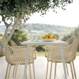 Chaise d'extérieur BEGIO L en beige avec structure en maille et accoudoirs de hjh LIVING