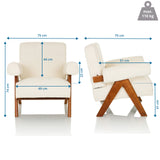Dessin coté du Fauteuil de salon POOLY avec une largeur de 75 cm et une hauteur de 74 cm de hjh LIVING