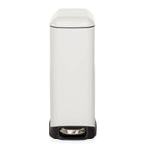Poubelle CLEAN SLIM blanche avec pédale et couvercle arrondi de hjh OFFICE – vue à 360° (vue de face 0°)