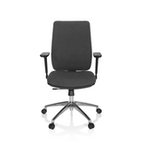 Siège de bureau de qualité professionnelle INTEGRIO I gris foncé avec accoudoirs et base à cinq roulettes de hjh OFFICE – vue à 360° (vue de face 0°)