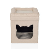 Maison pour chat PAWY ES beige avec entrée en forme de tête de chat et rembourrage doux de hjh LIVING