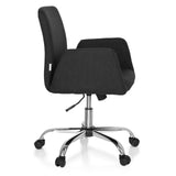 Siège de bureau à domicile FLOW noir avec accoudoirs et pied à cinq roulettes brillant de hjh OFFICE – vue à 360° (vue de profil 80°)