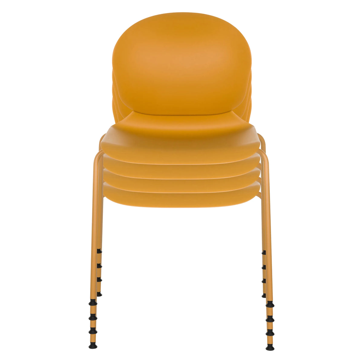 Chaises à quatre pieds empilables T36 VI en jaune avec patins noirs de hjh OFFICE