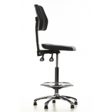 Chaise de comptoir TOP WORK 11 noire avec repose-pieds et piètement à cinq branches de hjh OFFICE – vue à 360° (vue de profil 80°)