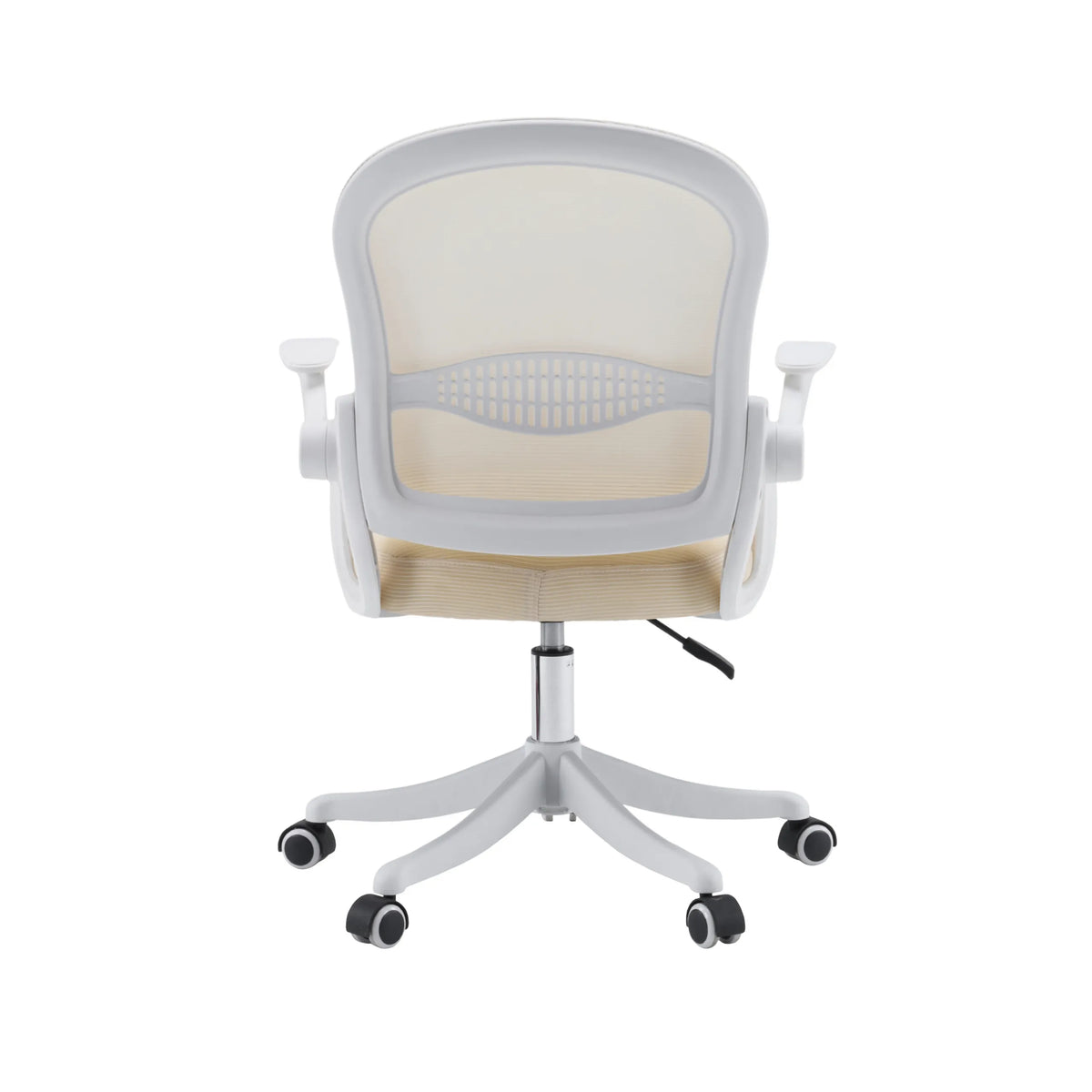 Arrière du siège de bureau à domicile Naluro en beige avec dossier en maille et pied en étoile blanc de hjh OFFICE