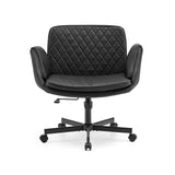 Siège de bureau à domicile Criss-Cross 10 noir avec surpiqûres et base à cinq roulettes de hjh LIVING – vue à 360° (vue de face 0°)