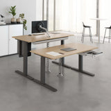Bureau à hauteur réglable électriquement XMKA 12 G en chêne rustique avec plateau clavier de hjh OFFICE PRO