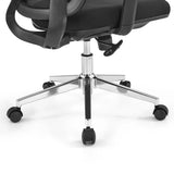 Piètement chromé à cinq branches avec cinq roulettes noires et vérin à gaz du siège de bureau de qualité professionnelle Ergosento de hjh OFFICE