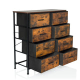 Commode RAGALA LIGHT en chêne fumé avec huit tiroirs et structure en métal noir de hjh LIVING