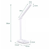Dessin technique de la lampe de bureau Lumanova D1 d'une hauteur de 39 cm et d'une longueur de 38 cm de hjh OFFICE