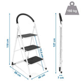 Vue dimensionnelle de l'Échelle pliante SOLID W2 d'une hauteur de 118 cm et d'une charge maximale de 150 kg de hjh OFFICE