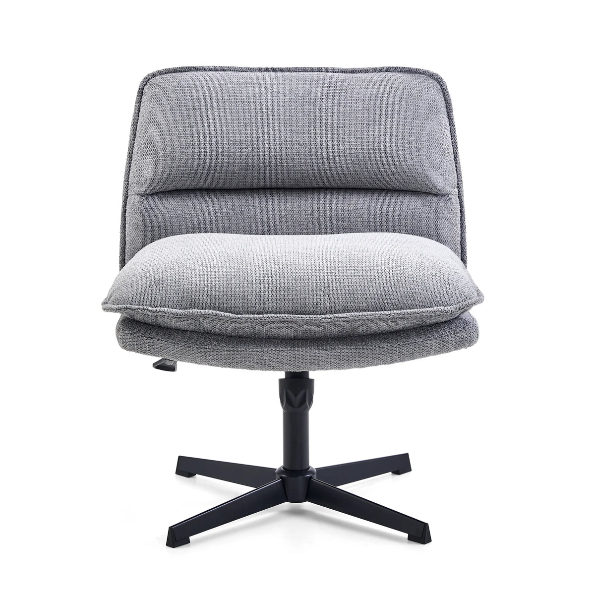 Fauteuil de salon Criss-Cross 20 gris foncé avec rembourrage et pied en étoile noir de hjh LIVING – vue à 360° (vue de face 0°)