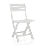 Chaise d'extérieur blanche TRAVANO avec un dossier à trois traverses de hjh LIVING – vue à 360° (vue de trois quarts avant 30°)