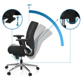 Réglages du dossier et de la hauteur d'assise du siège de bureau PRO-TEC 350 avec inclinaison à 90° de hjh OFFICE