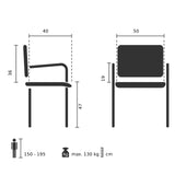 Dessin technique du siège visiteur ZANTA B PU avec une hauteur d'assise de 47 cm de hjh OFFICE