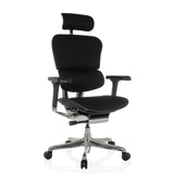 Siège de direction de luxe ERGOHUMAN GEN2 noir avec appui-tête, accoudoirs et pied à cinq roulettes de hjh OFFICE – vue à 360° (vue de trois quarts avant 30°)