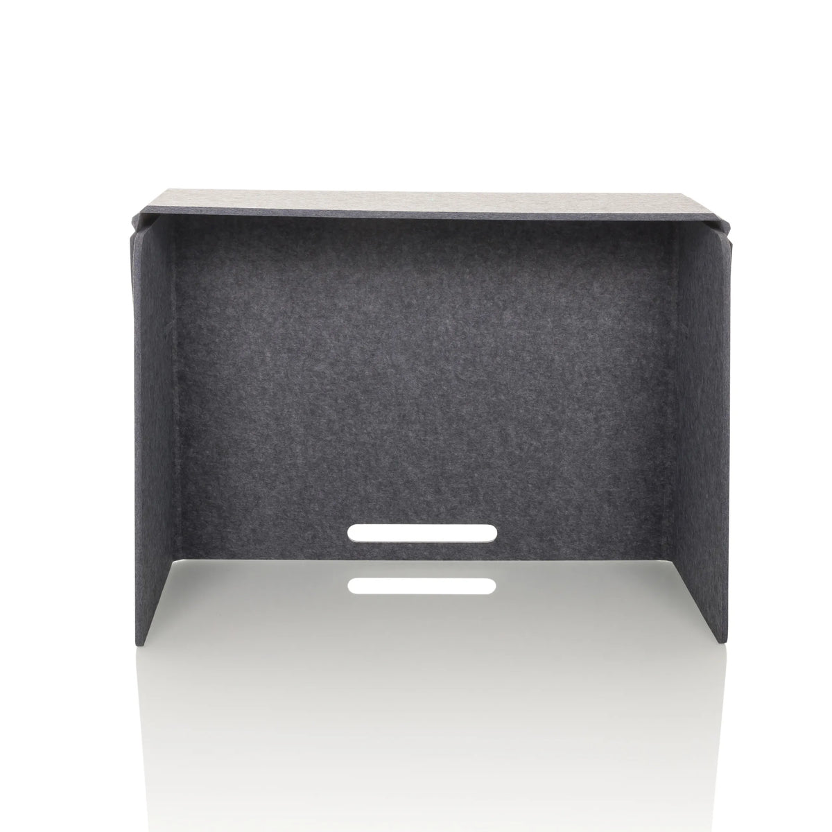 Cloison de table grise FLEXMIUT FOLD avec deux sorties de câbles horizontales de hjh OFFICE – vue à 360° (vue de face 0°)