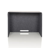 Cloison de table grise FLEXMIUT FOLD avec deux sorties de câbles horizontales de hjh OFFICE – vue à 360° (vue de face 0°)