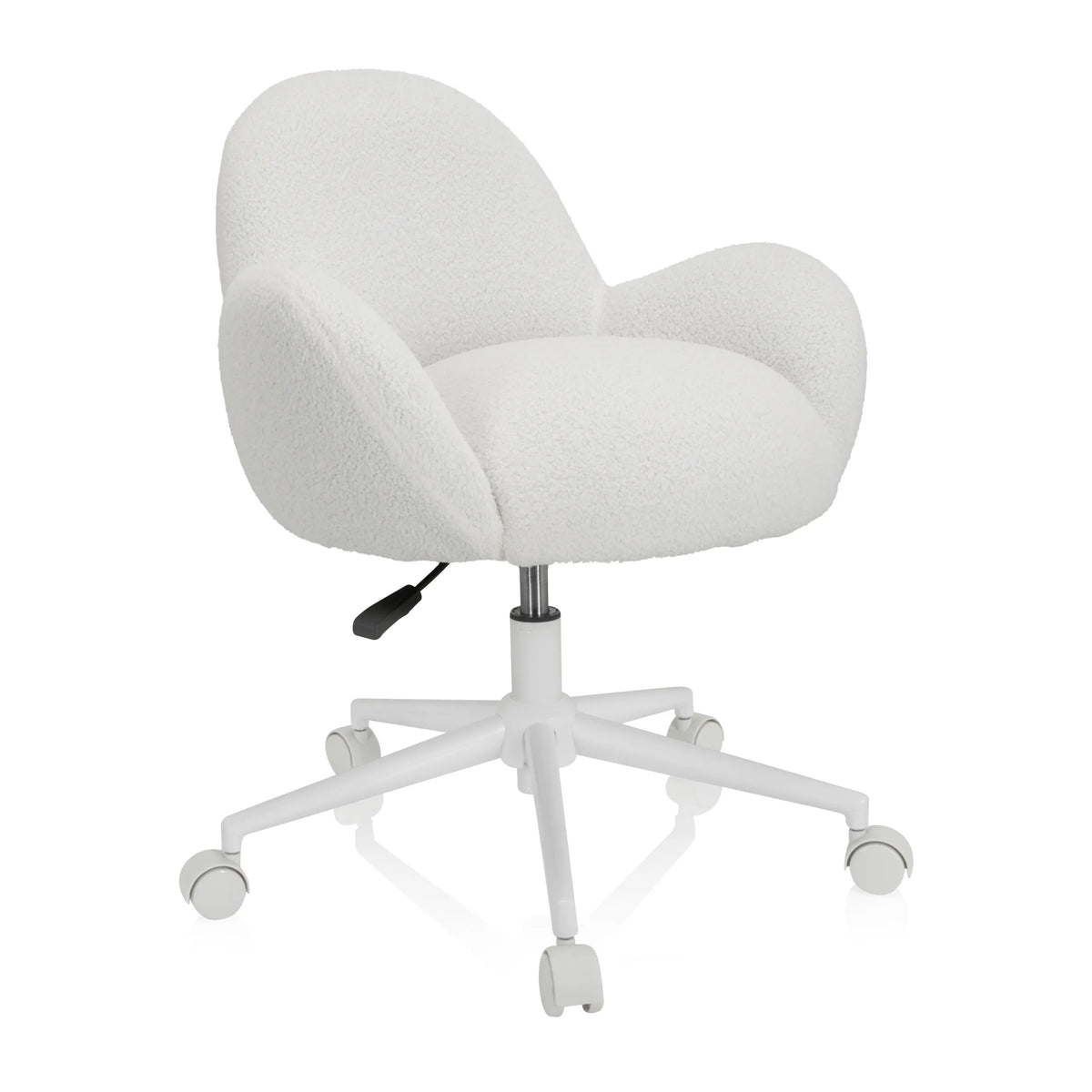Chaise pivotante pour des enfants KID TEDDY I blanche avec revêtement texturé et base à cinq roulettes de hjh OFFICE – vue à 360° (vue de trois quarts avant 40°)
