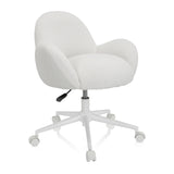 Chaise pivotante pour des enfants KID TEDDY I blanche avec revêtement texturé et base à cinq roulettes de hjh OFFICE – vue à 360° (vue de trois quarts avant 40°)