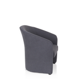 Fauteuil rembourré SAN JUAN gris foncé avec dossier et accoudoirs arrondis de hjh OFFICE – vue à 360° (vue de profil 80°)