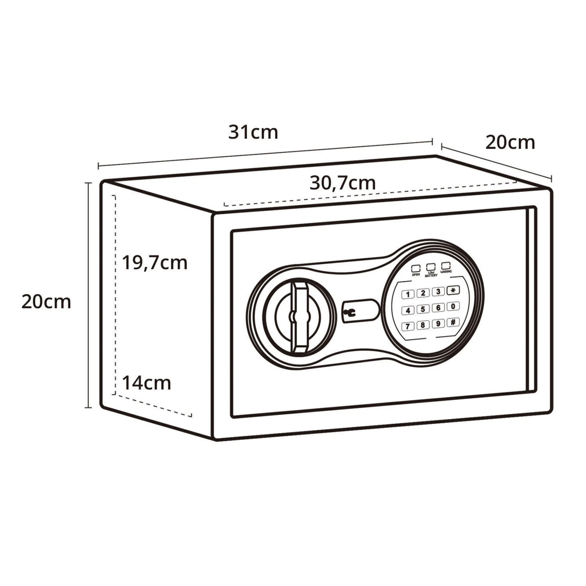 Dessin technique du Coffre-fort SAFE COMPACT III de 31 x 20 cm de hjh OFFICE