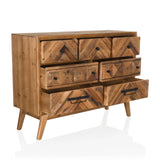 Buffet SANTJAGO WOOD XL en bois marron foncé avec six tiroirs et pieds coniques de hjh LIVING