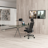 Siège de bureau de qualité professionnelle NOVA en cuir noir à un bureau dans un bureau au design moderne de hjh OFFICE