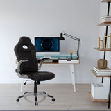 Fauteuil Gamer noir GAME SPORT avec accoudoirs et roulettes à un bureau de hjh OFFICE